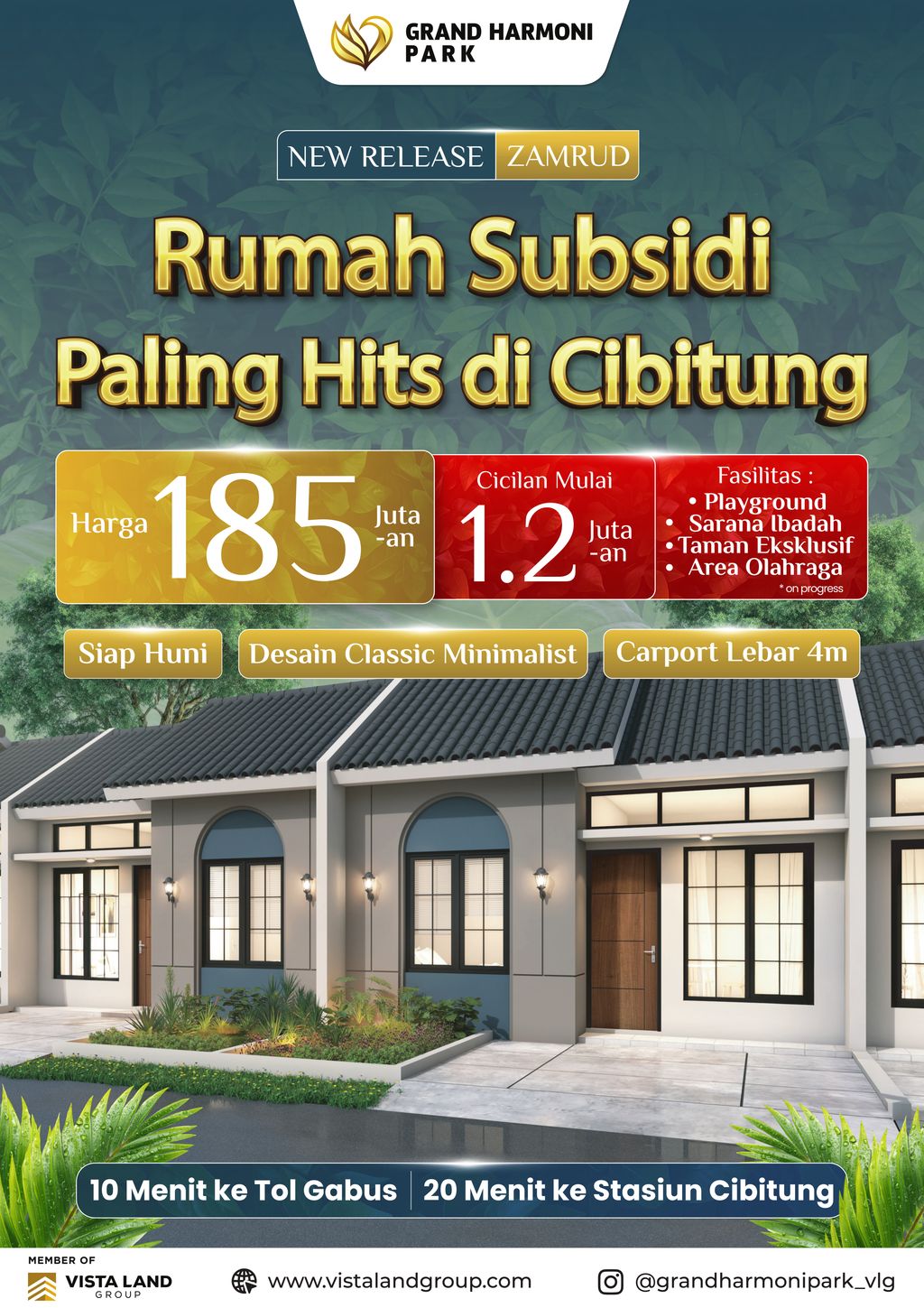 foto tampak rumah tipe CLUSTER ZAMRUD 28/60 (185.000.000) perumahan GRAND HARMONI PARK PERLUASAN