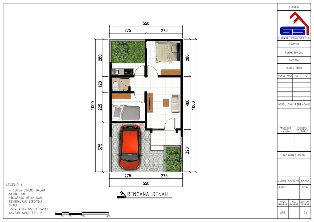 foto denah rumah tipe CASSIA perumahan BUNGALOW VILLAGE