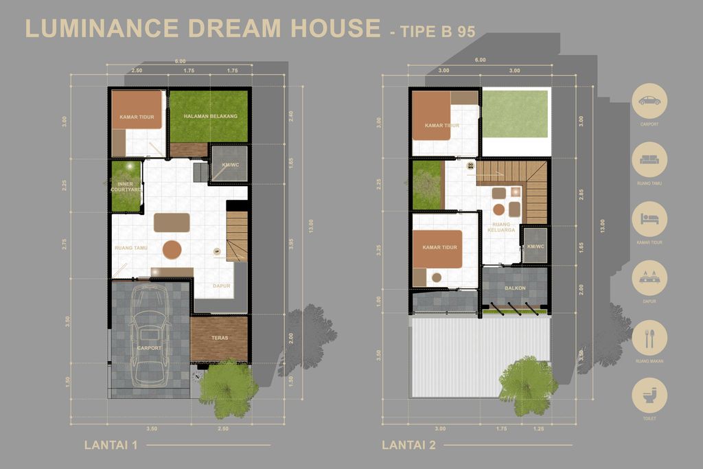 foto denah rumah tipe Lekasa perumahan Luminance Dream House
