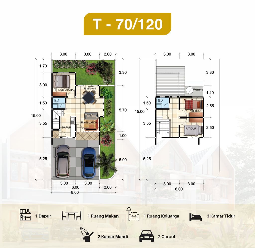 foto denah rumah tipe 70 perumahan PERUMAHAN SAFIRA GREENPARK