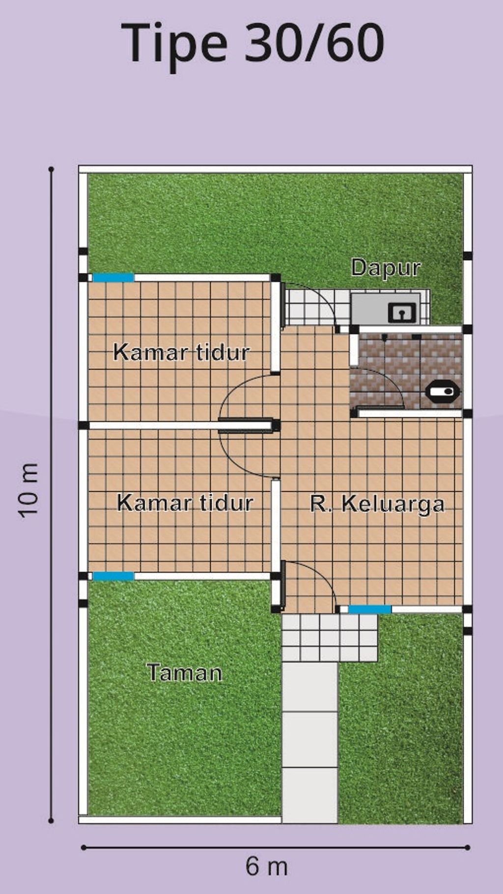 foto denah rumah tipe T30/68 perumahan PERSADA CISOKA RESIDENCE