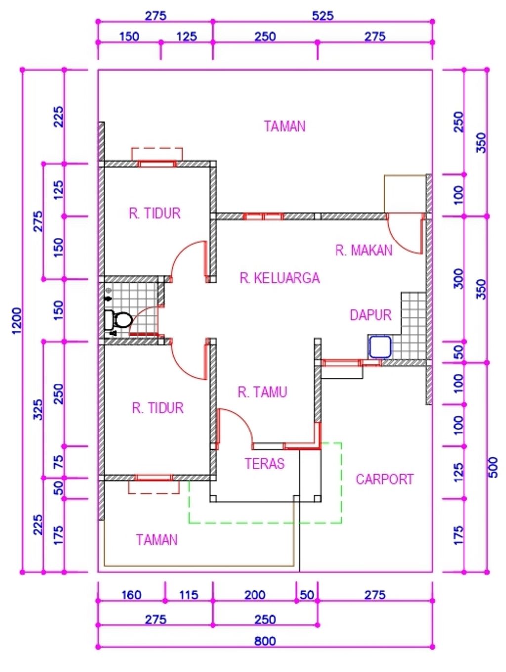 foto denah rumah tipe 60/124 perumahan PERMATA KARISMA RESIDENCE