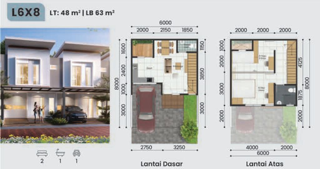 foto denah rumah tipe MARVISTA/32 perumahan CLUSTER MALIBU VILLAGE