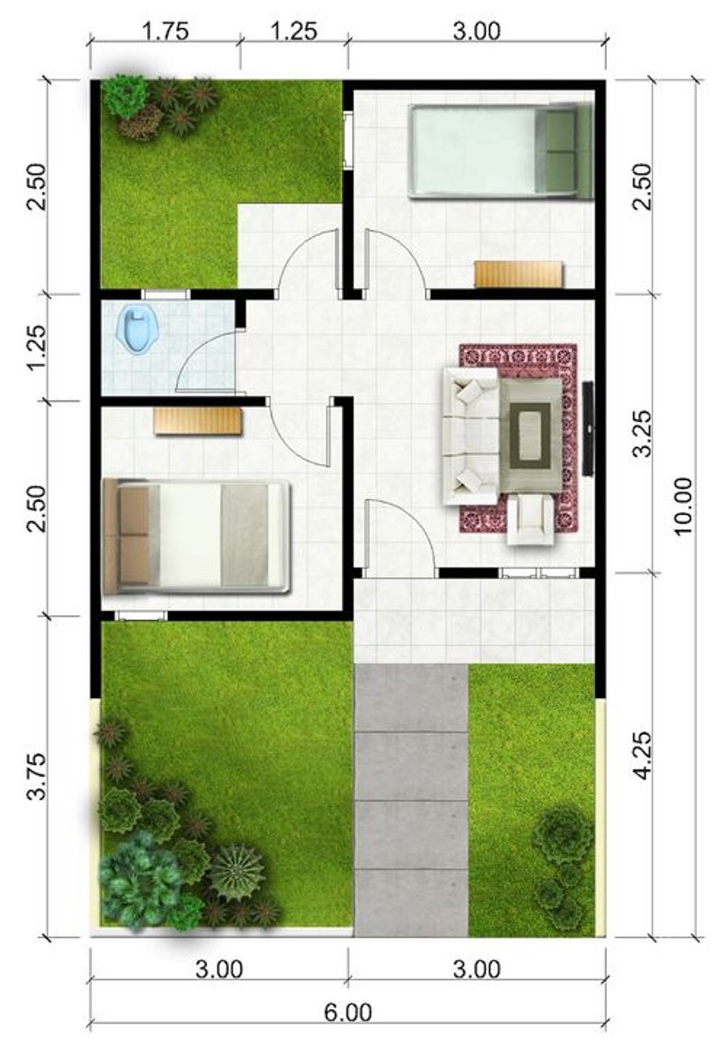 foto denah rumah tipe 30 / 96 perumahan TAMAN ARGOSUBUR (TAHAP 1)