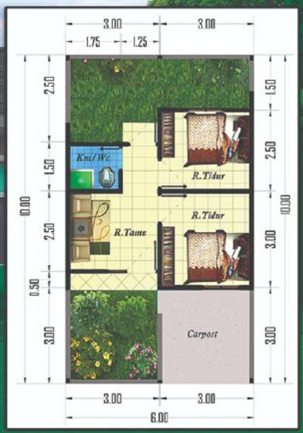 foto denah rumah tipe 30/60 (subsidi 2026) perumahan BUMI SAFIR RAYA