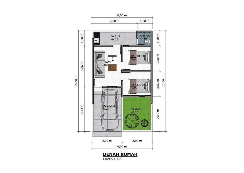 foto denah rumah tipe 30/60 perumahan MADAWA ASRI PLUMBON