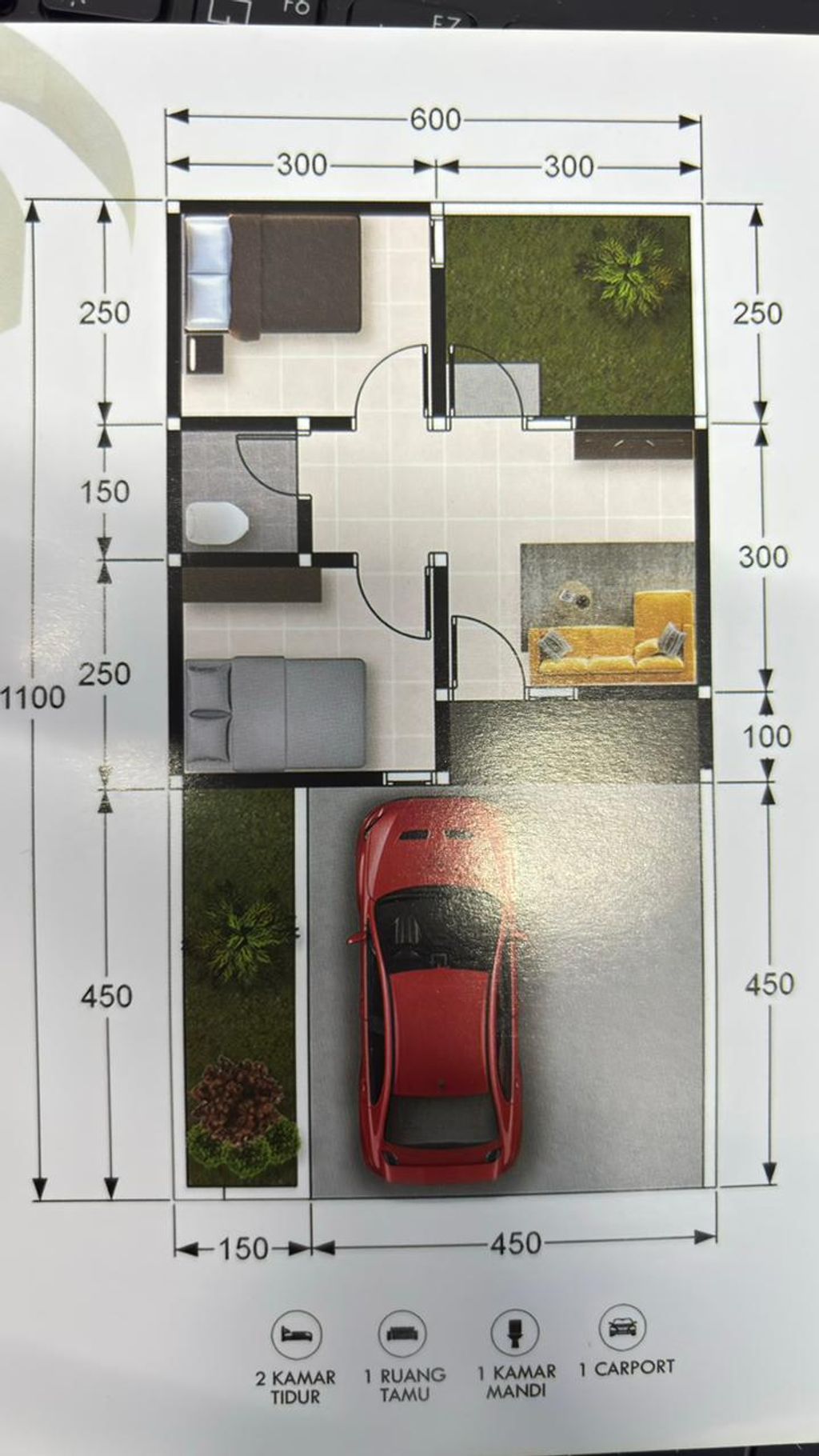 foto denah rumah tipe 30/60 perumahan GRAHA PESONA LAWANG TAHAP 2