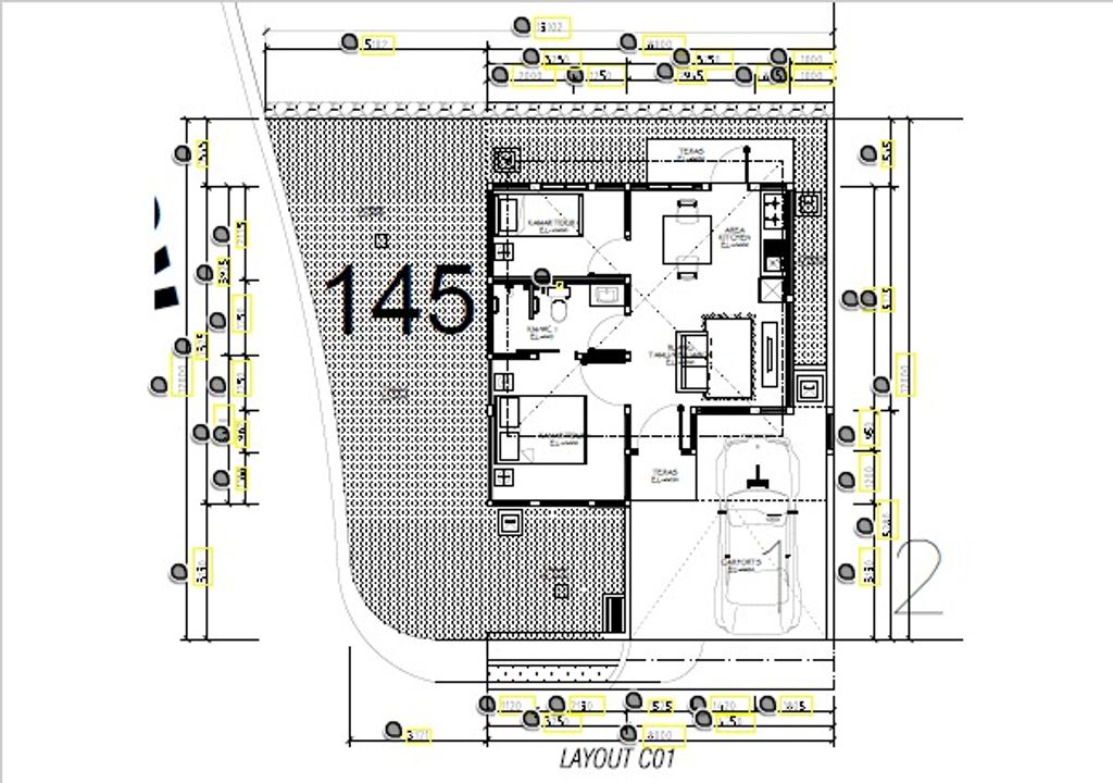 foto denah rumah tipe 50/145 perumahan THE VILLAS Rukun Senior Living