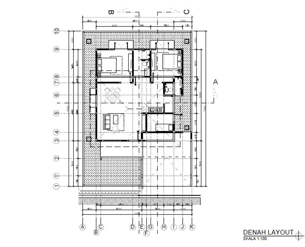 foto denah rumah tipe 102/204 perumahan THE VILLAS Rukun Senior Living