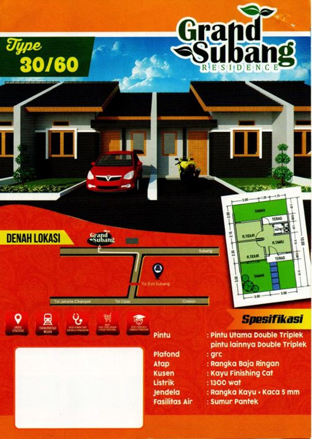 foto denah rumah tipe NEW GSR perumahan PERUM GRAND SUBANG RESIDENCE