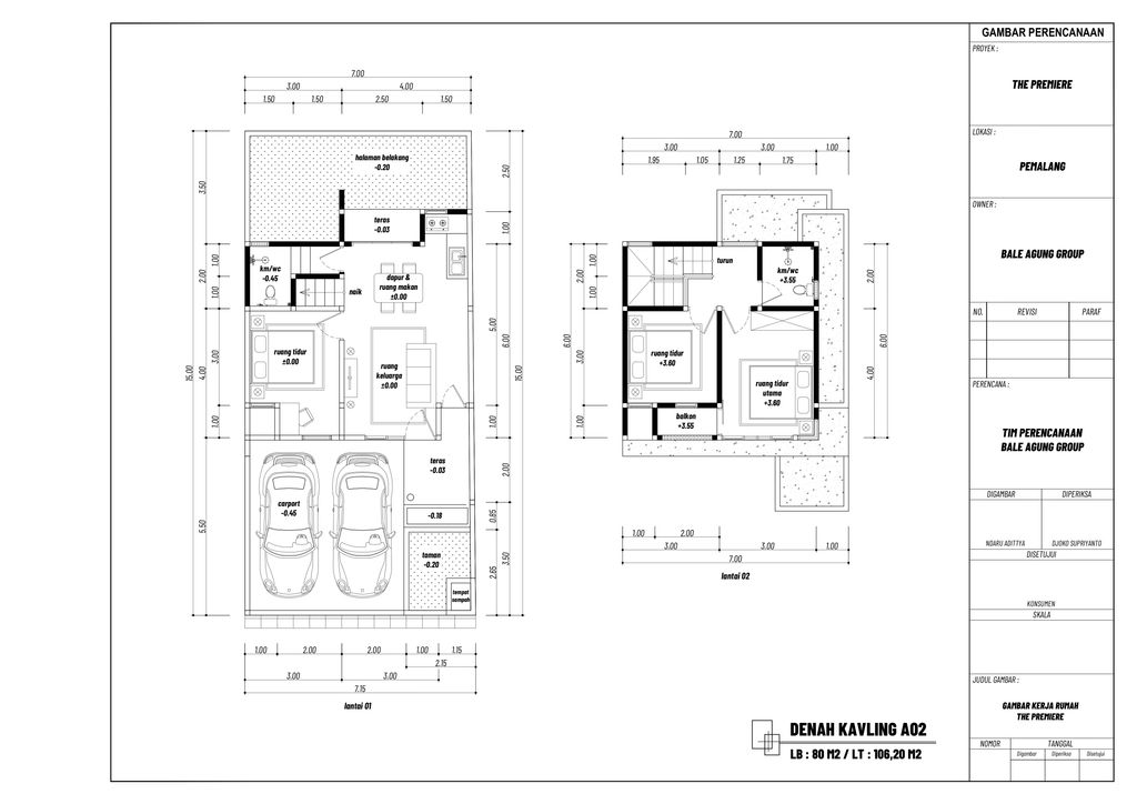 foto denah rumah tipe 80 (A02) perumahan The Premiere By Bale Agung