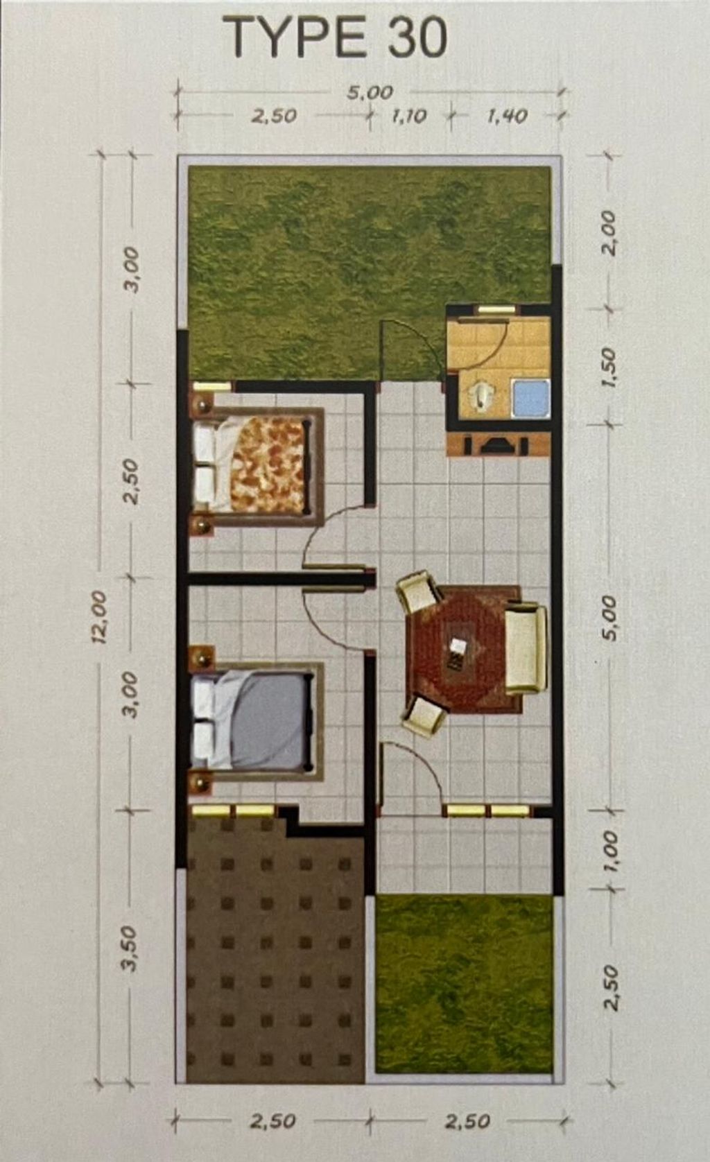 foto denah rumah tipe 30 NEW perumahan Kelapa Gading Regency