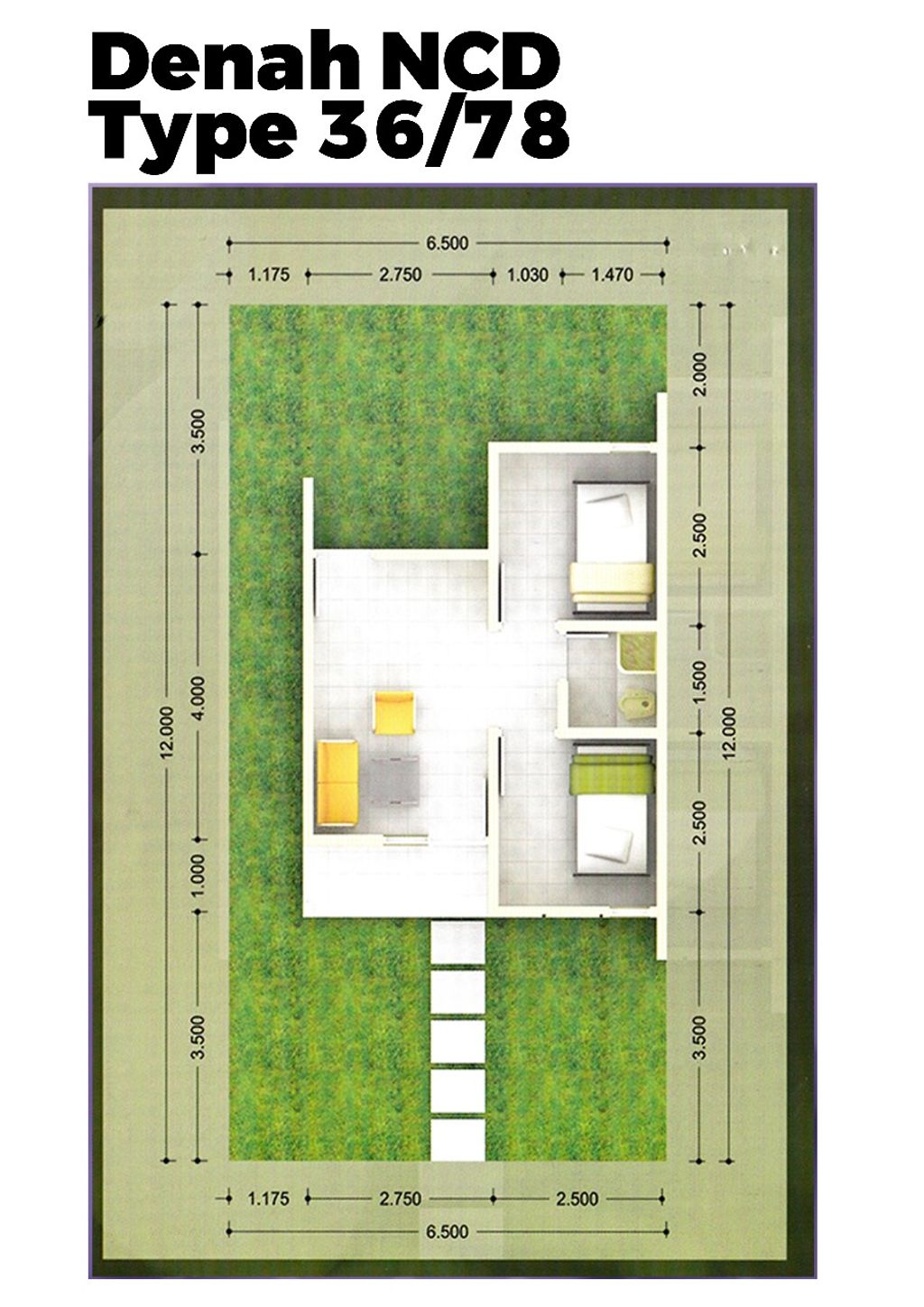 foto denah rumah tipe 36/78 perumahan CLUSTER DIPONEGORO