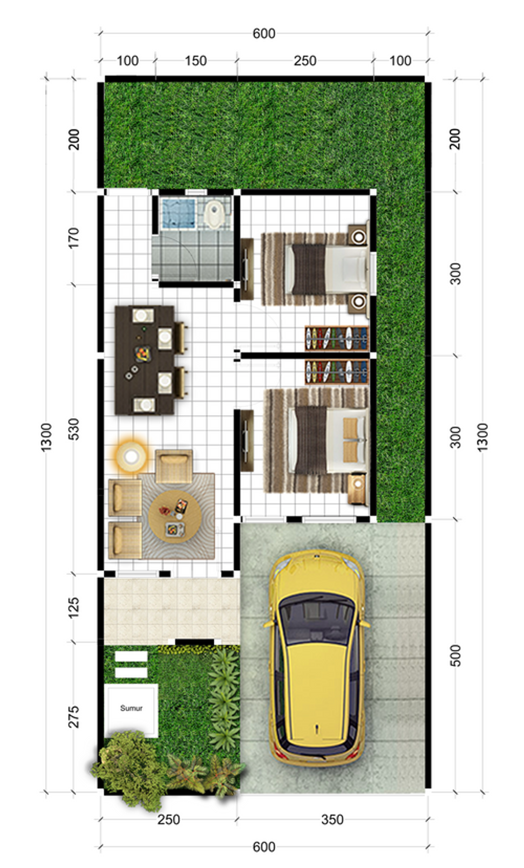 foto denah rumah tipe Rumah Subsidi Tahun 2026 perumahan Dream Land 1 Cluster Jade