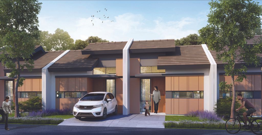 foto tampak rumah tipe T44/66 MAPLE DELUXE 447.890.000 perumahan HARMONI PARK RESIDENCE