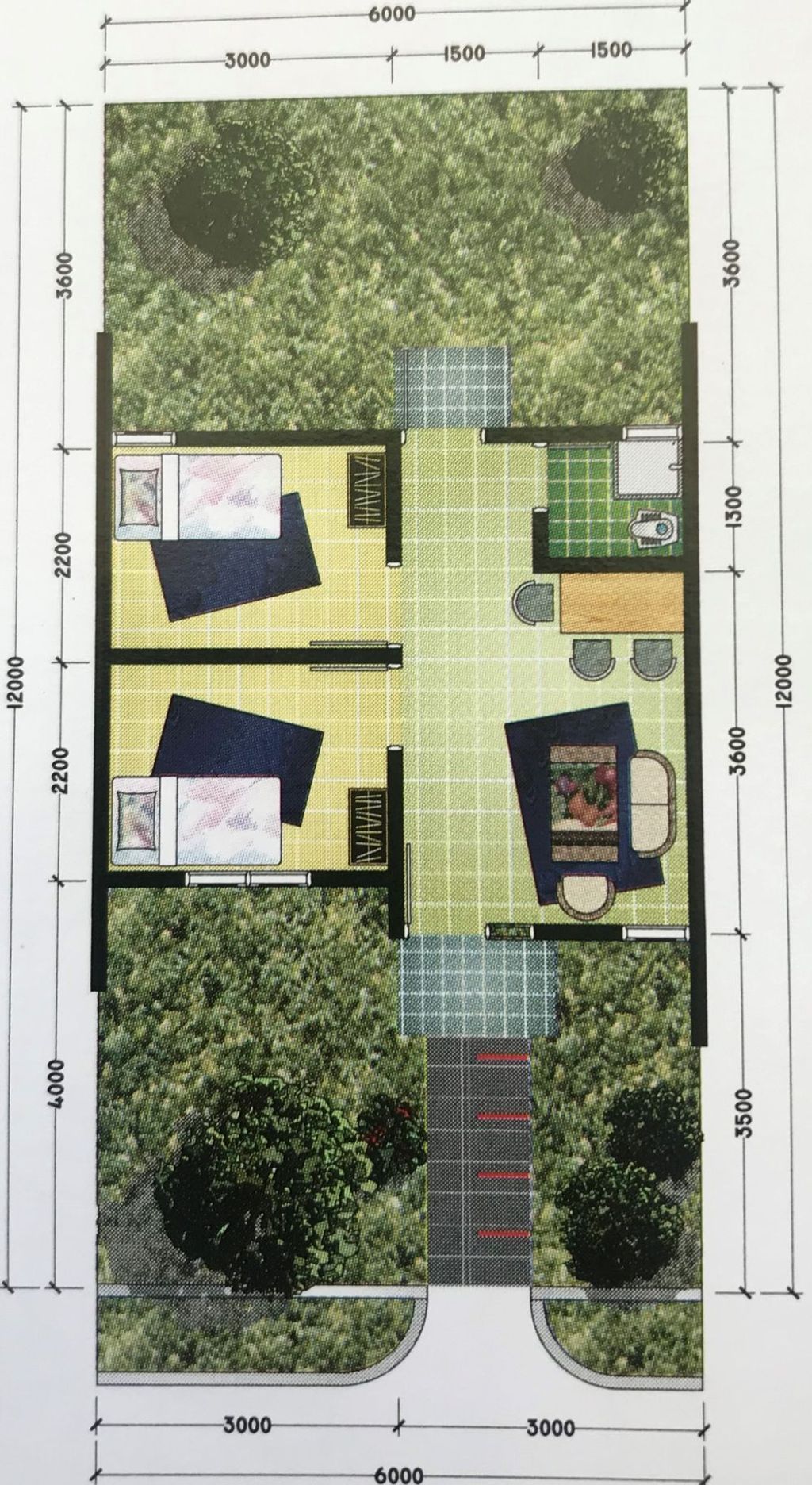 foto denah rumah tipe 27/64 perumahan Pesona Gading Cibitung 2