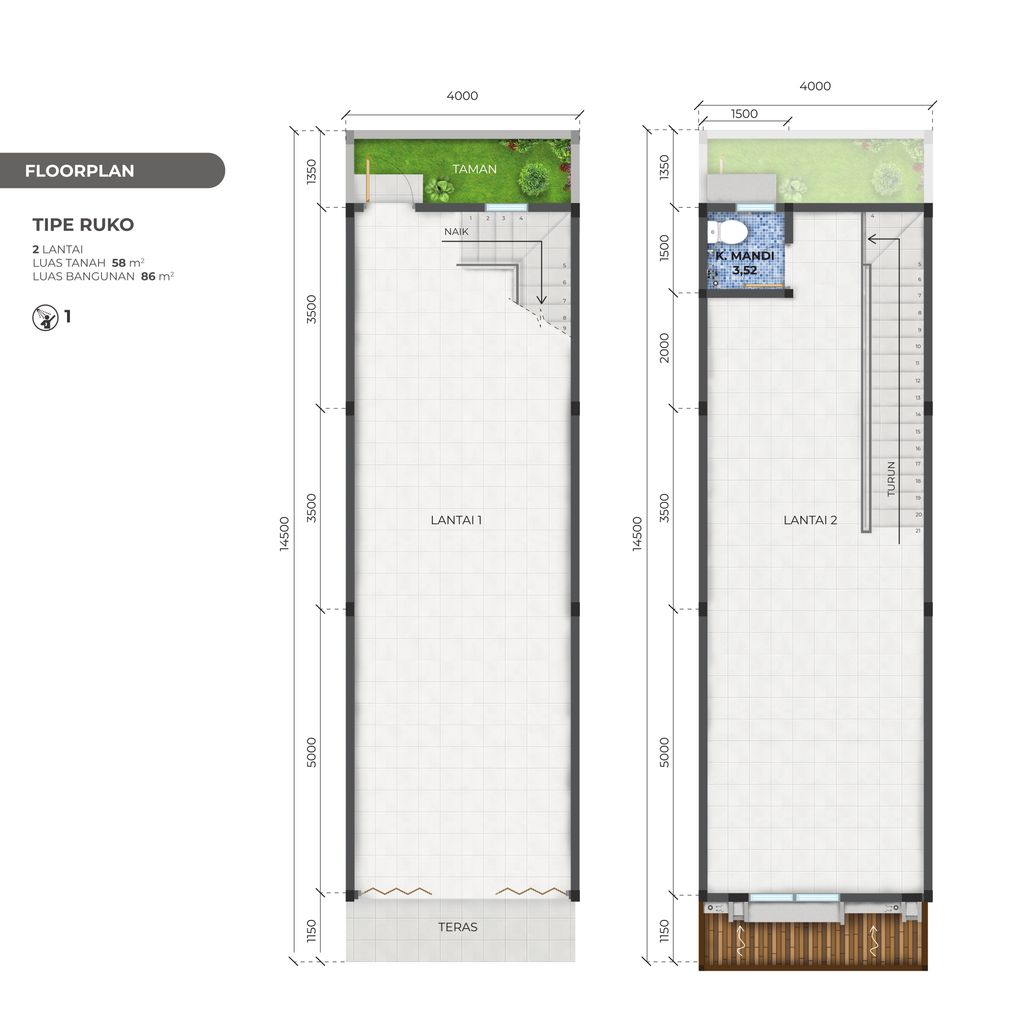 foto denah rumah tipe RUKO AA perumahan RUKO HARMONI PARK BEKASI