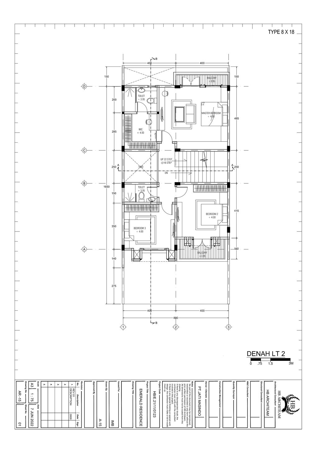 foto denah rumah tipe Rumah 8B 8 x 18 m perumahan EMERALD RESIDENCE
