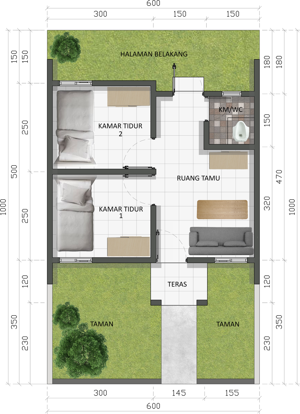 foto denah rumah tipe LB30/LT60 perumahan PERUMAHAN DAYAN PESONA ASRI
