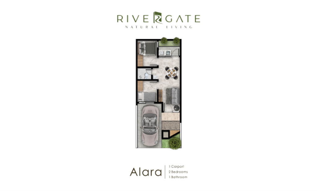 foto denah rumah tipe RIVERGATEH.16.07 perumahan GARDENS AT CANDI SAWANGAN (NEW)