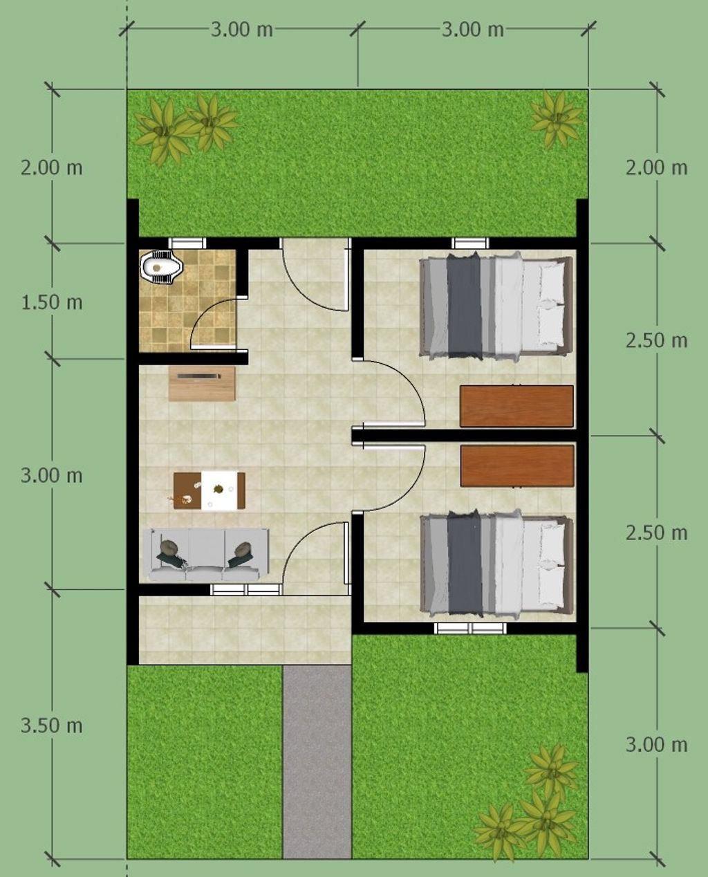 foto denah rumah tipe Lily perumahan AMBAR ASWANDA RESIDENCE