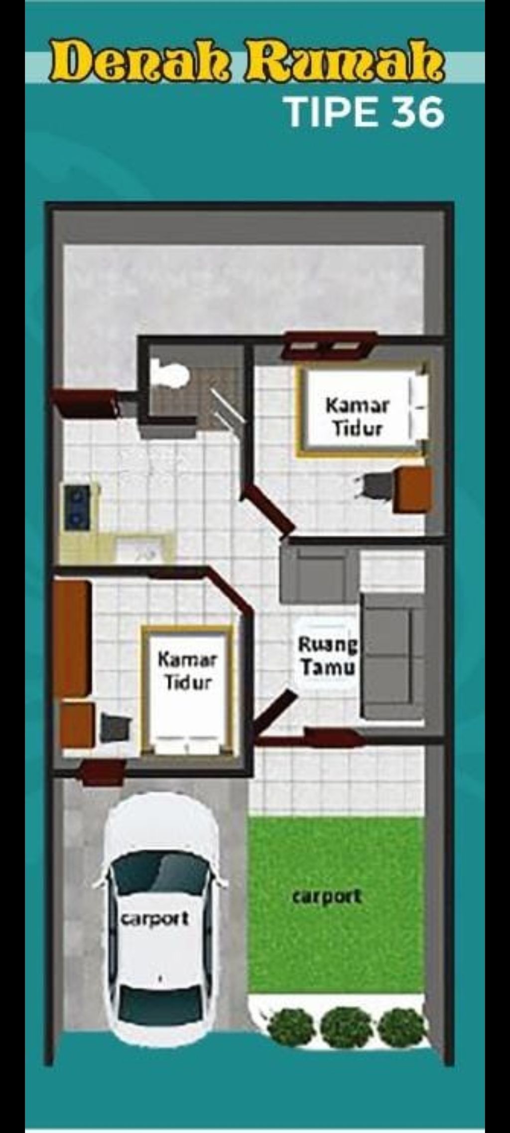foto denah rumah tipe Subsidi 36 (Blok D) perumahan TEMBUNG MANSION TAHAP 2