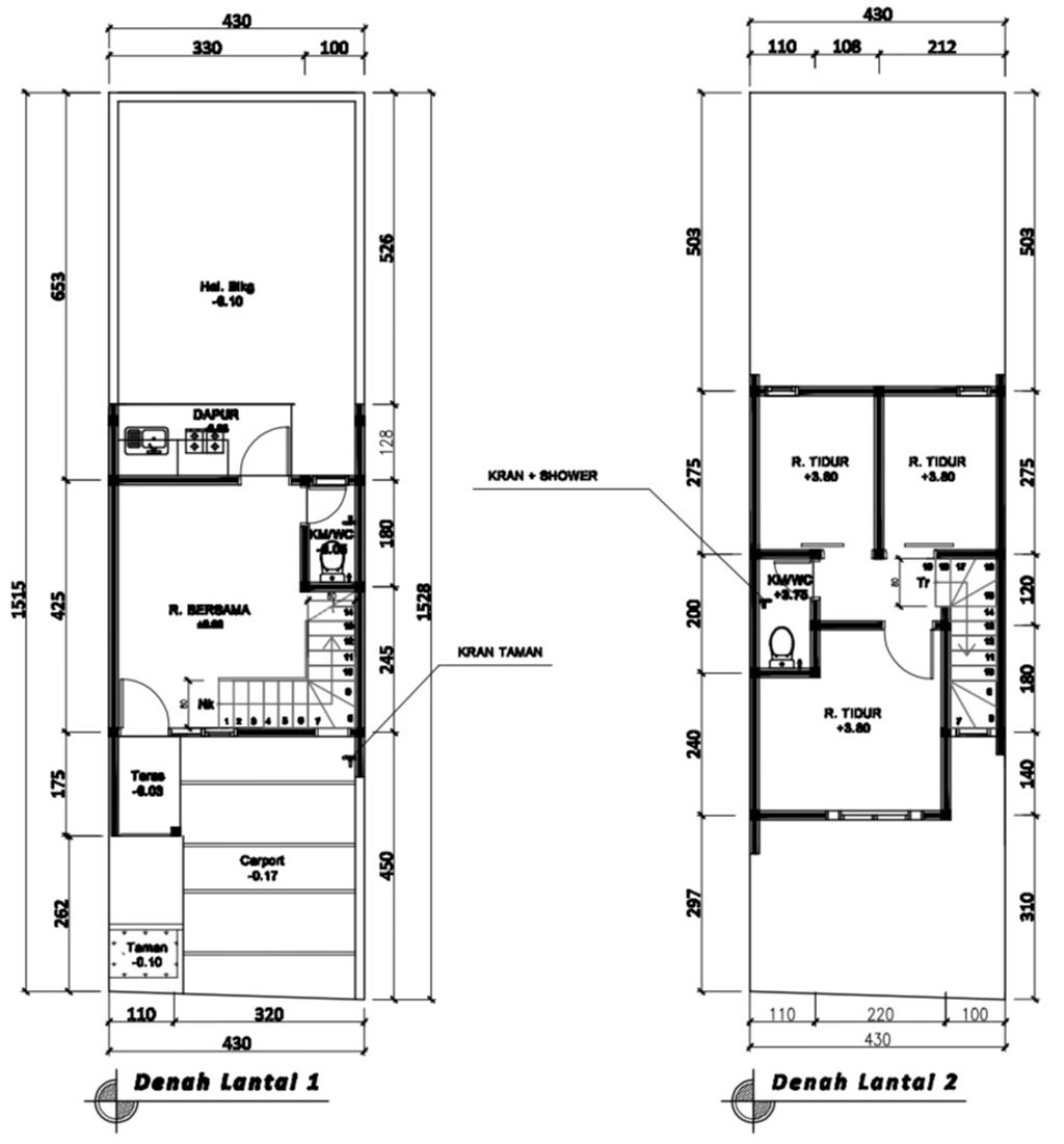 foto denah rumah tipe 40 Compact 2 Kamar HC (488) perumahan G-Land Ciwastra Park 2