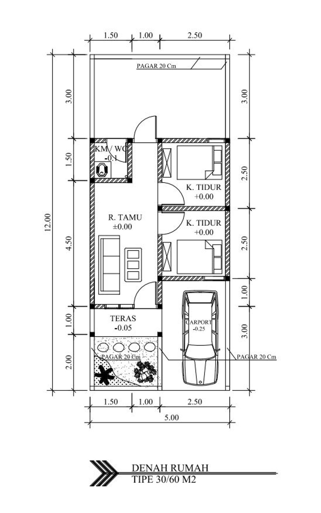 foto denah rumah tipe 30 perumahan Green View Bondowoso