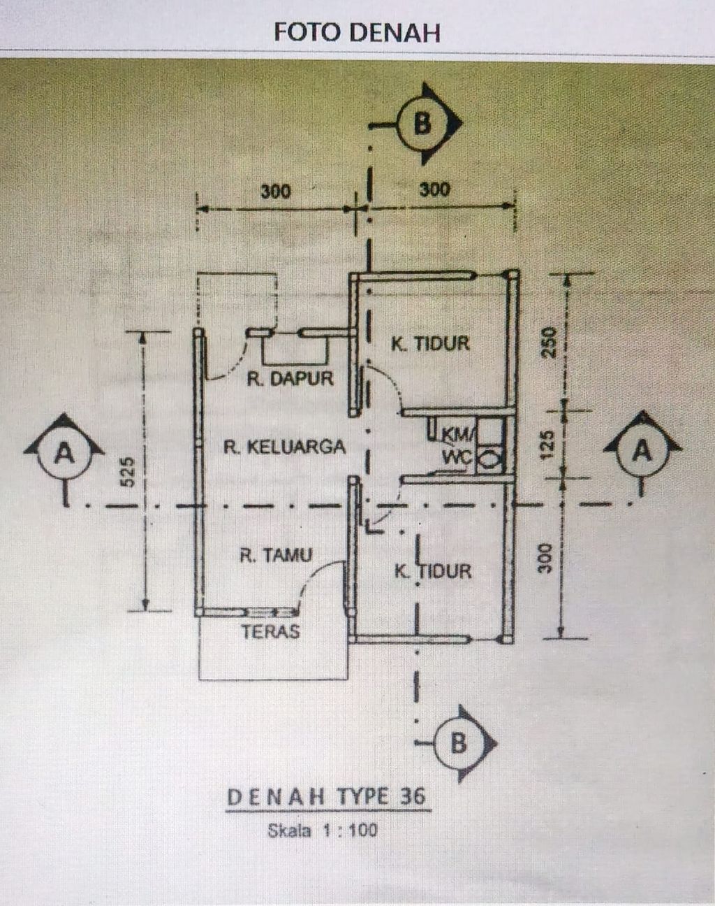 foto denah rumah tipe 36 perumahan Bumi Permata WUNN III