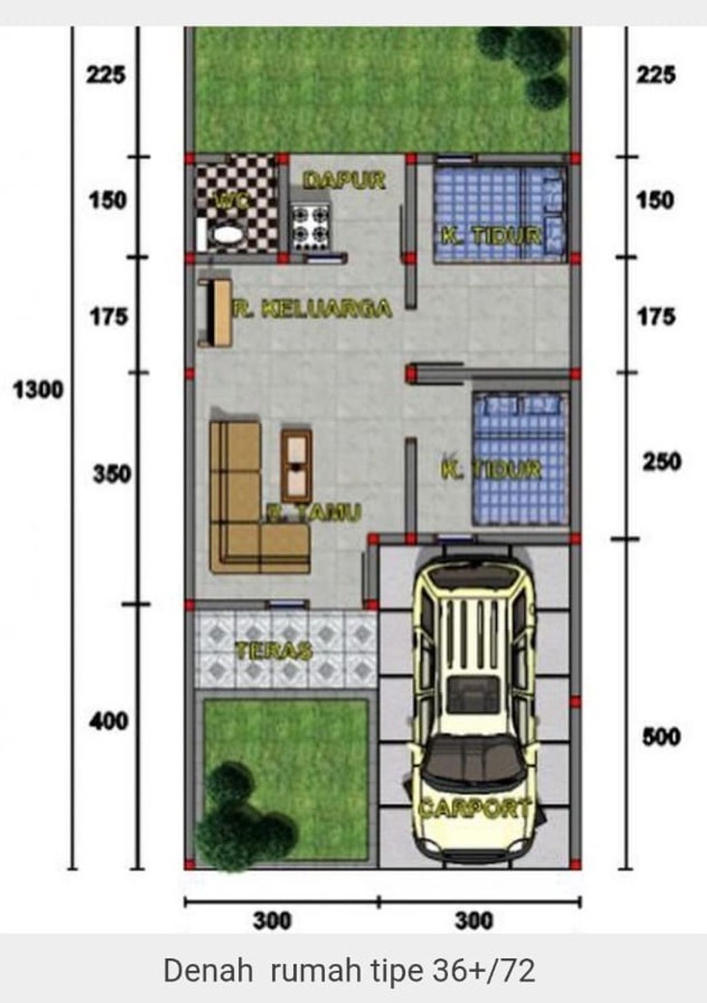 foto denah rumah tipe 36/78 kom perumahan Alam Pesona Wanajaya
