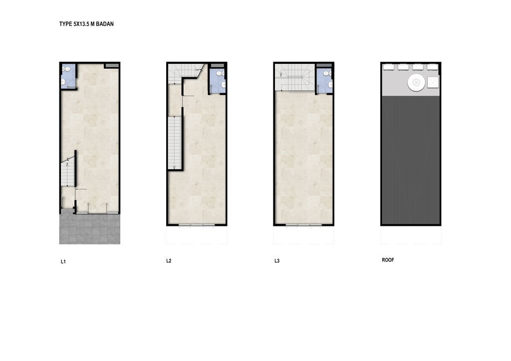 foto denah rumah tipe STANDART A-5X13,5 (3 Lt) perumahan Tierra Soho Avenue dan Tierra Residence