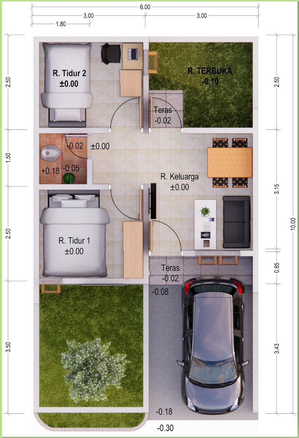 foto denah rumah tipe PINUS perumahan Bedali Hills