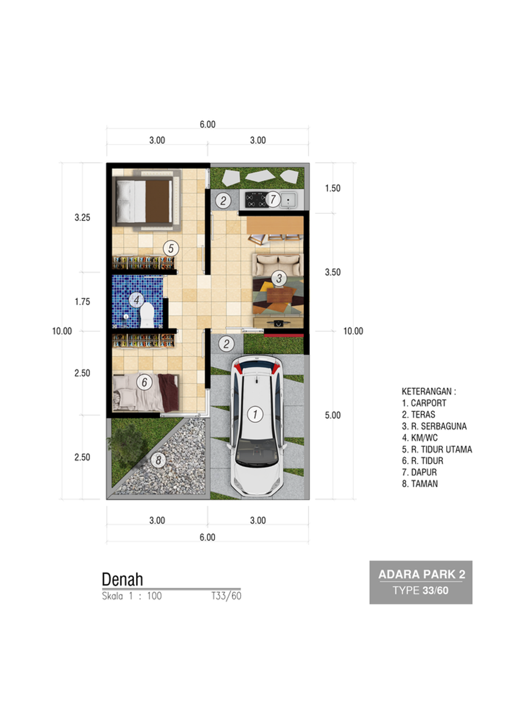 foto denah rumah tipe 33 perumahan Adara Park 2