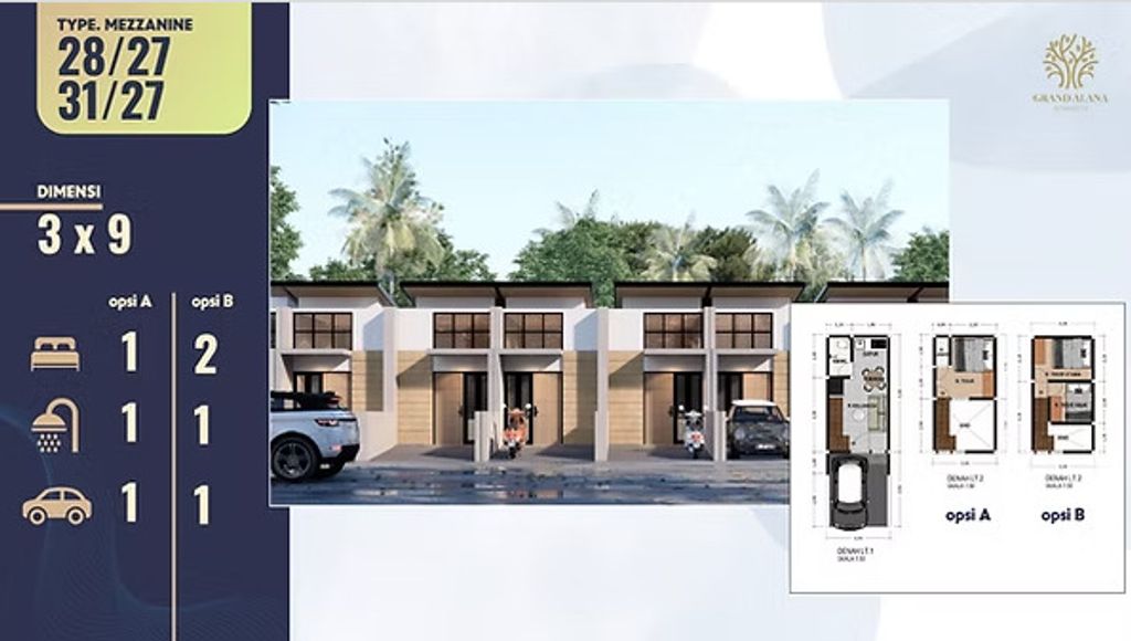 foto denah rumah tipe 31/27 A perumahan ALANA REGENCY WONOREJO