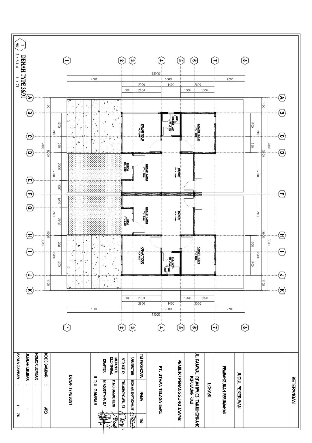 foto denah rumah tipe SUBSIDI 36/89M2 perumahan GRAHA PACIFIC INDAH