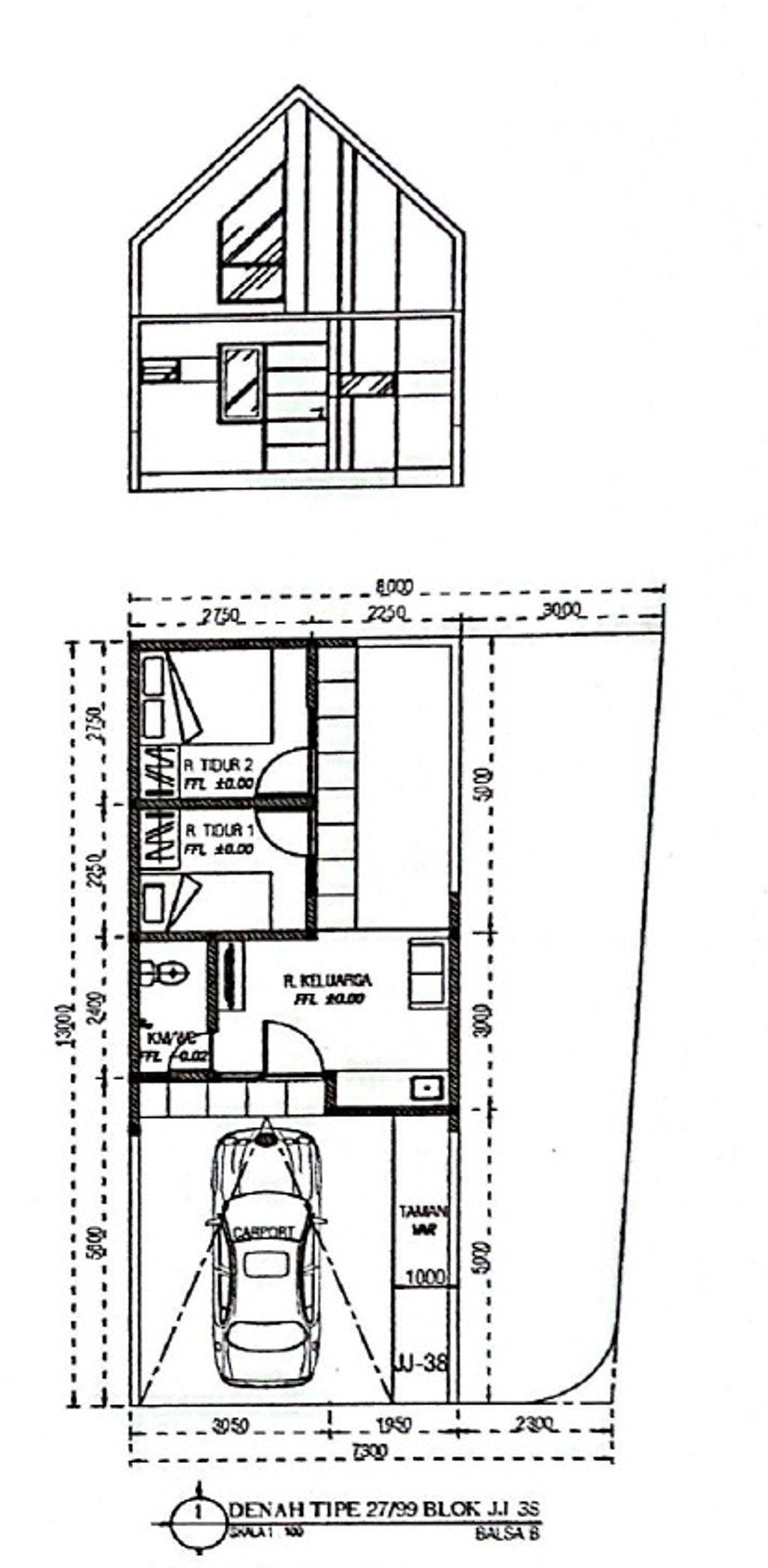 foto denah rumah tipe 27/99 JJ-38 perumahan KEBONSARI MANSION