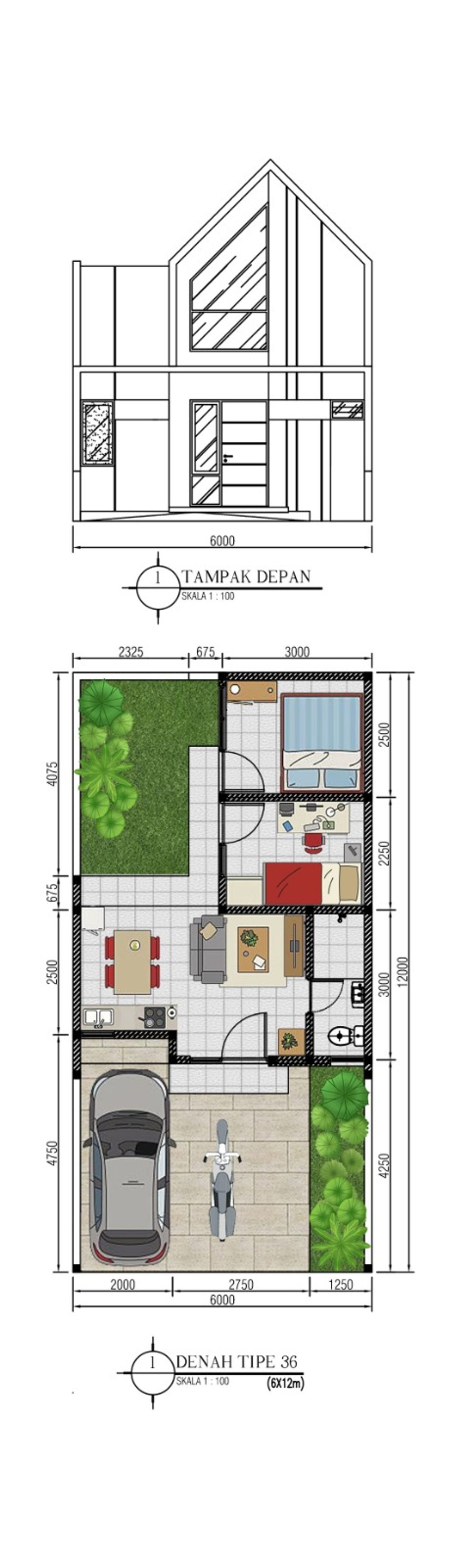 foto denah rumah tipe 36/84 H-12A perumahan KEBONSARI MANSION