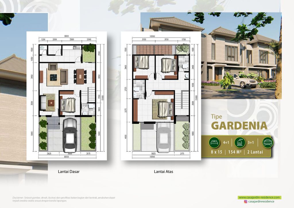 foto denah rumah tipe GARDENIA perumahan CASA JARDIN RESIDENCE