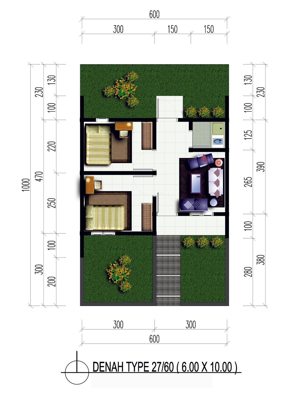 foto denah rumah tipe 27/60 perumahan PILAR MAS PERSADA