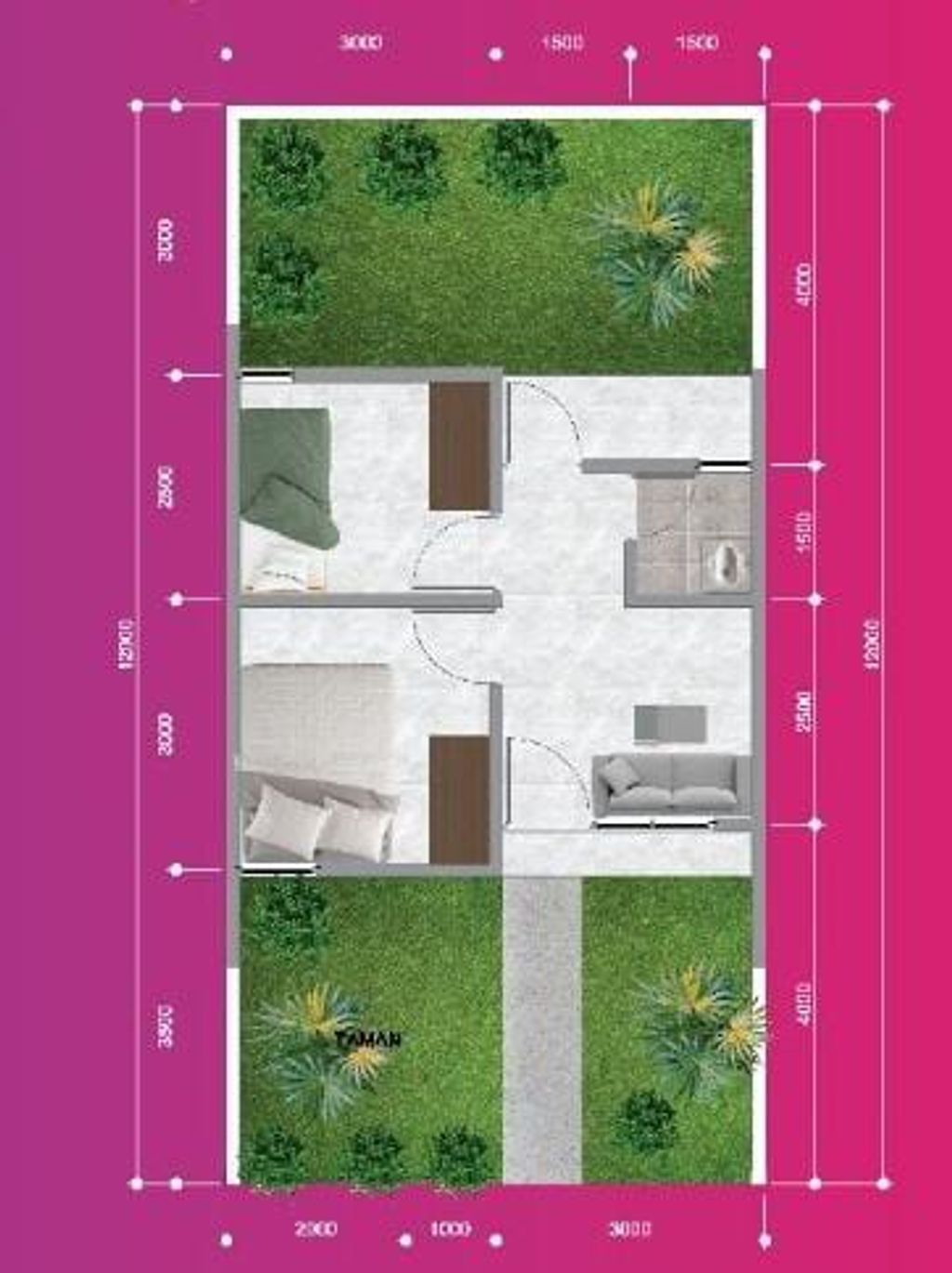 foto denah rumah tipe FLPP SCANDINAVIAN 30/60 perumahan FONTANA LAKE