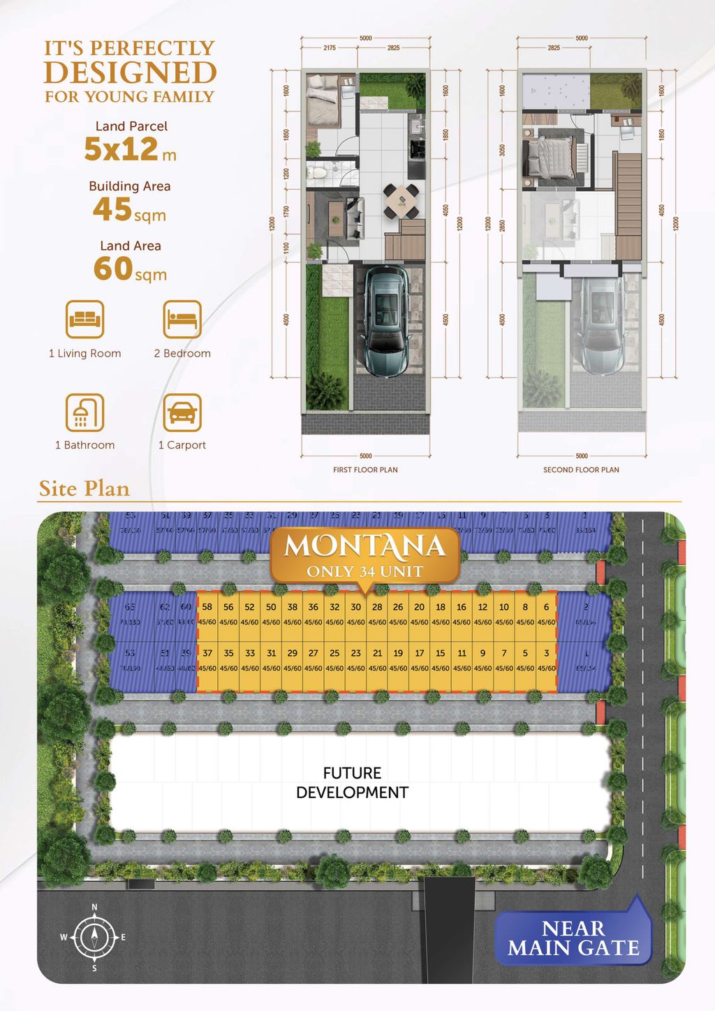 foto denah rumah tipe C2-58 perumahan Perumahan Pine Residence Cluster Northern Pine