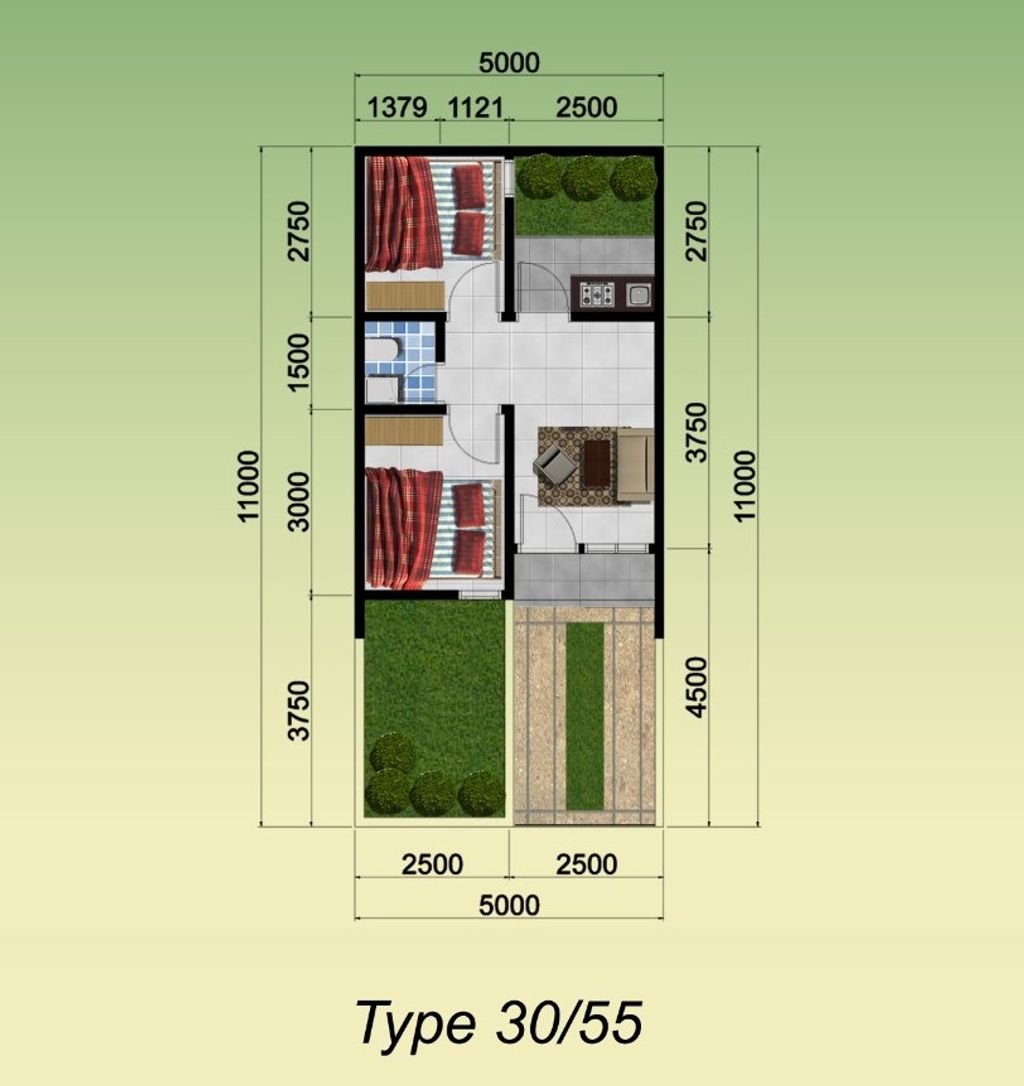 foto denah rumah tipe 30/55 perumahan Griya Kedaung Asri