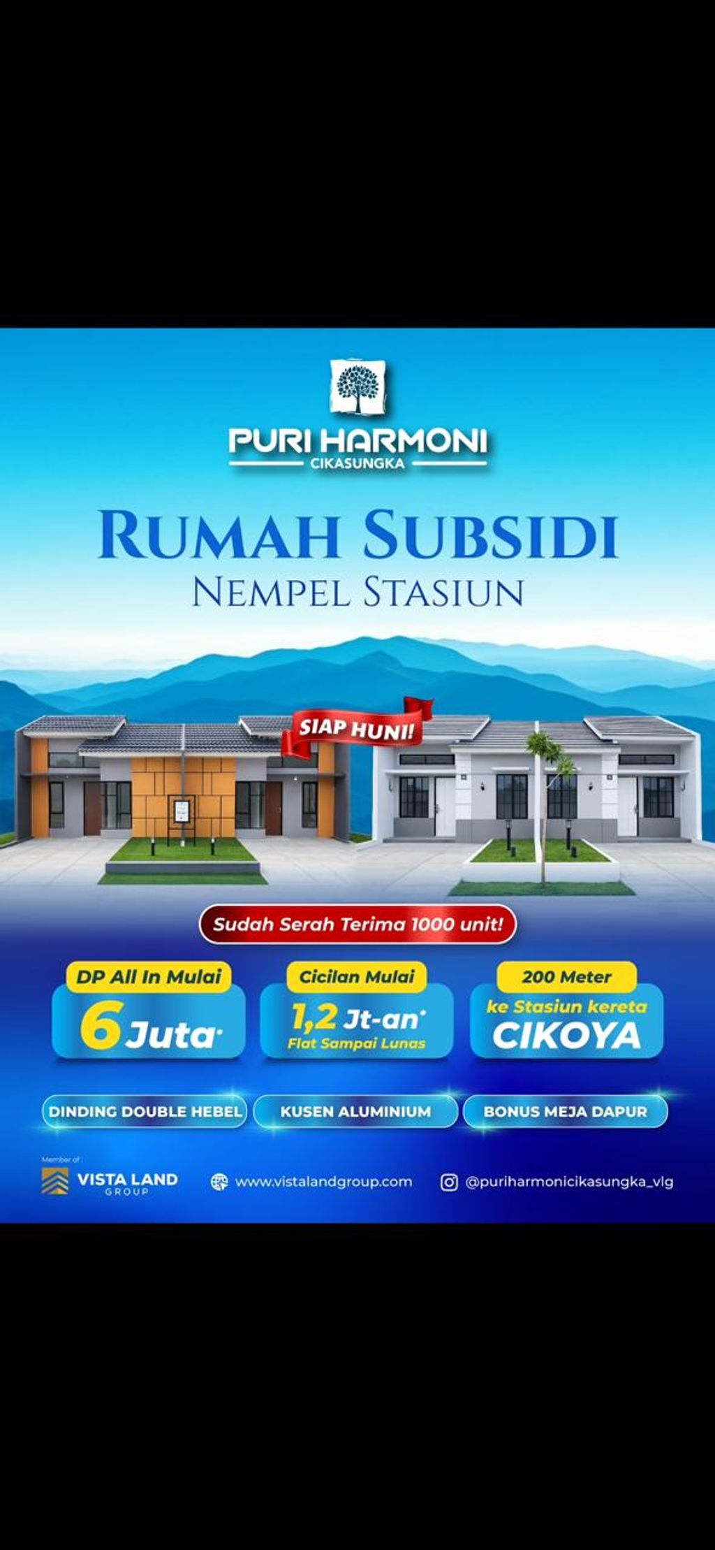 foto tampak rumah tipe LYON perumahan Puri Harmoni Cikasungka Tahap 2