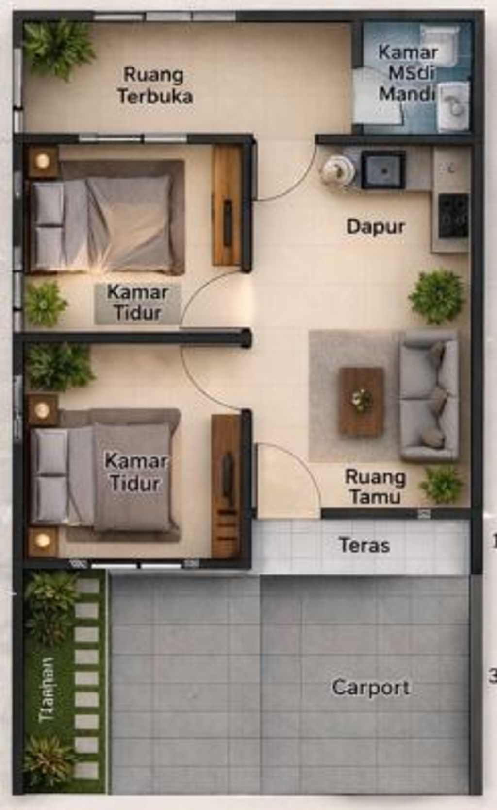 foto denah rumah tipe 36 / 60 perumahan Griya Kalongan Indah