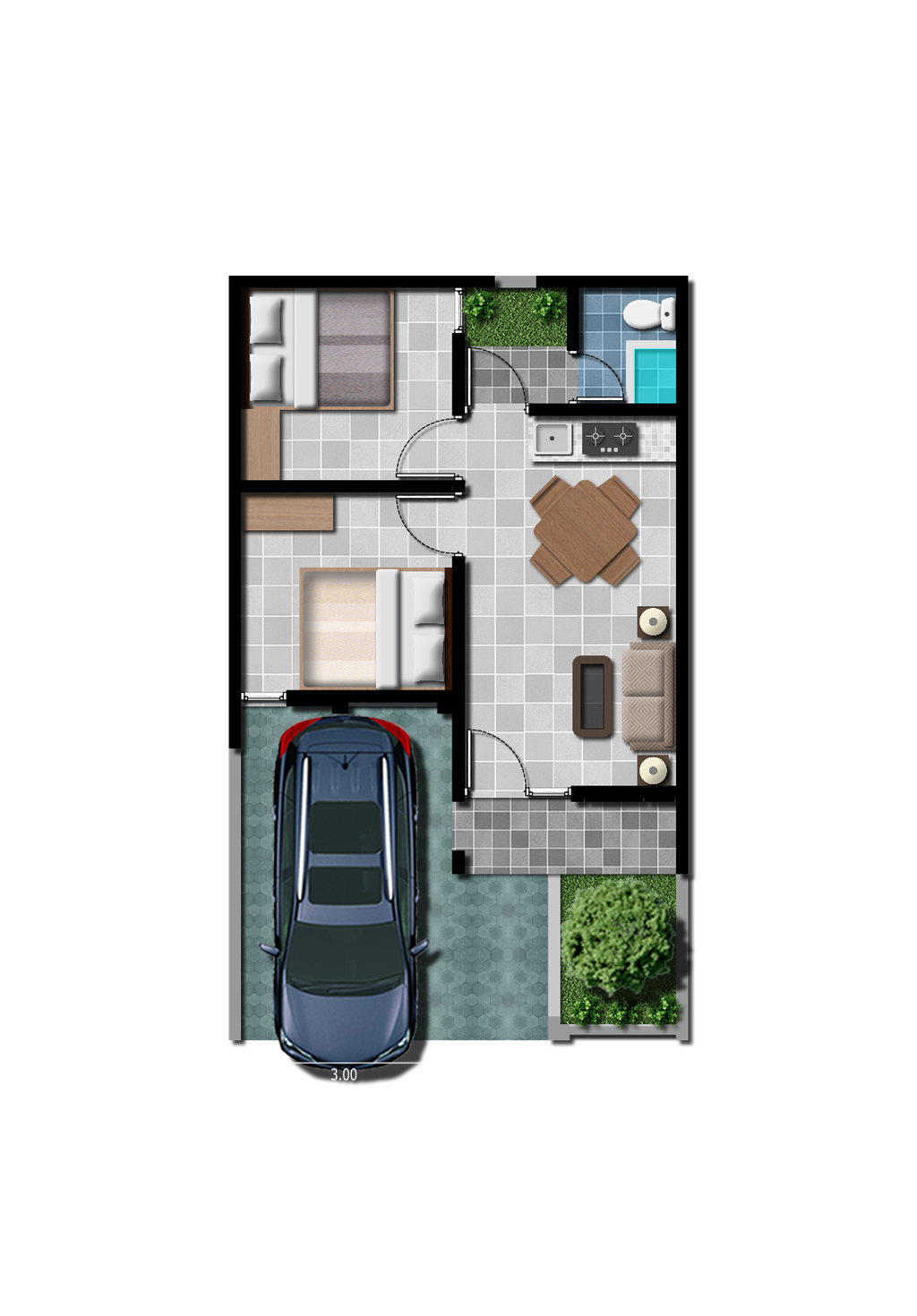 foto denah rumah tipe 36/60 perumahan GRAND ROYAL CERME 2A