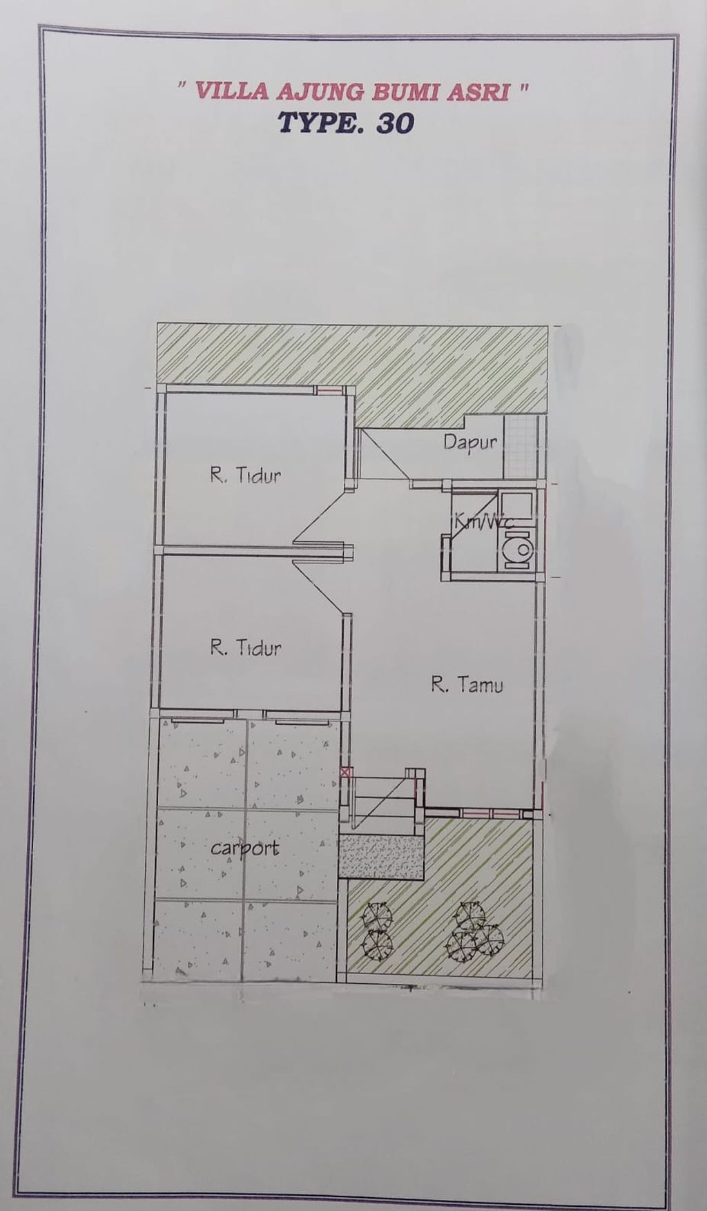 foto denah rumah tipe 30 perumahan VILLA AJUNG BUMI ASRI TAHAP II
