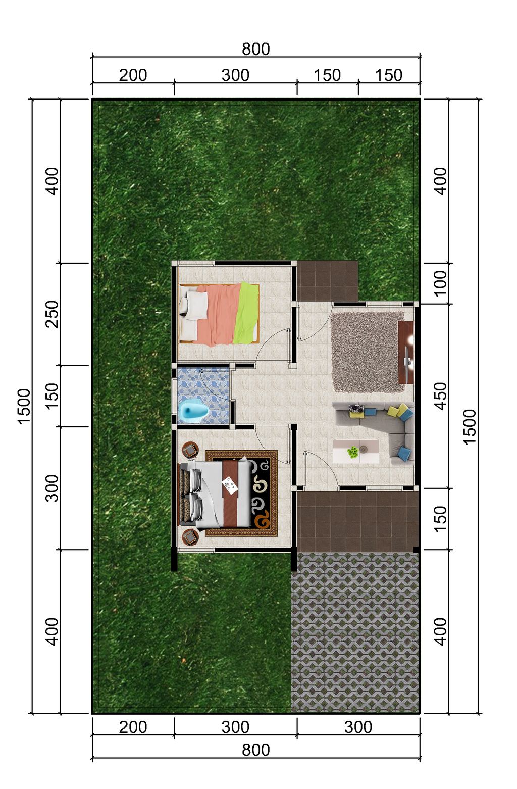 foto denah rumah tipe 36/150 perumahan Daisy Residence