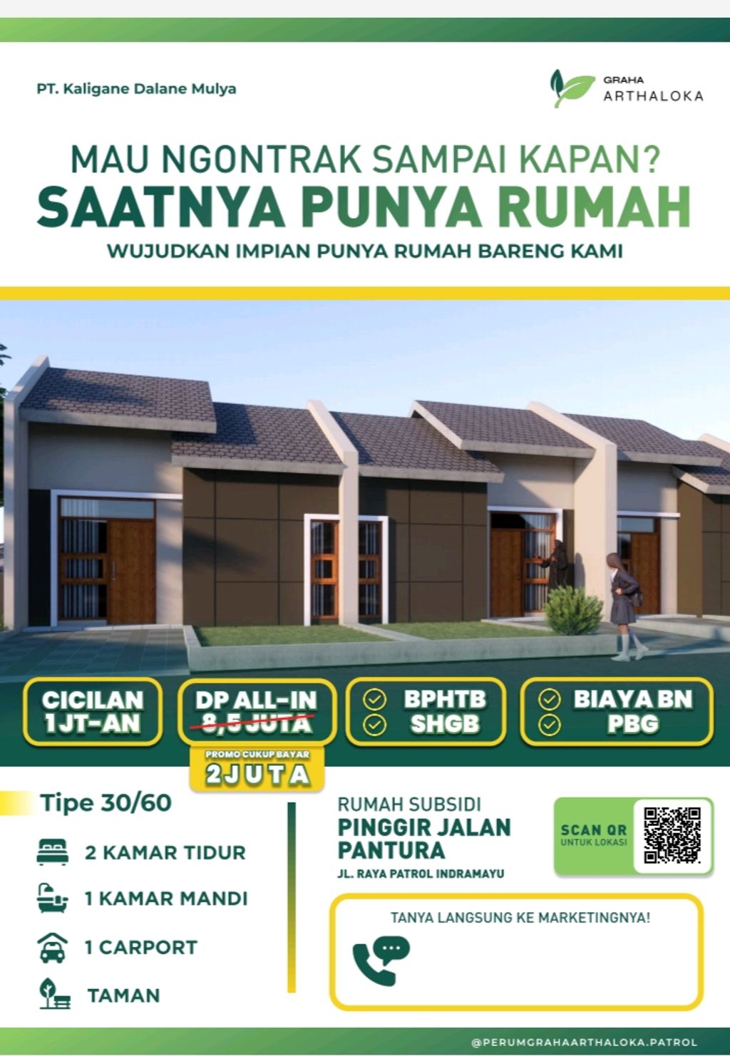 foto tampak rumah tipe 30/60 perumahan Graha Arthaloka