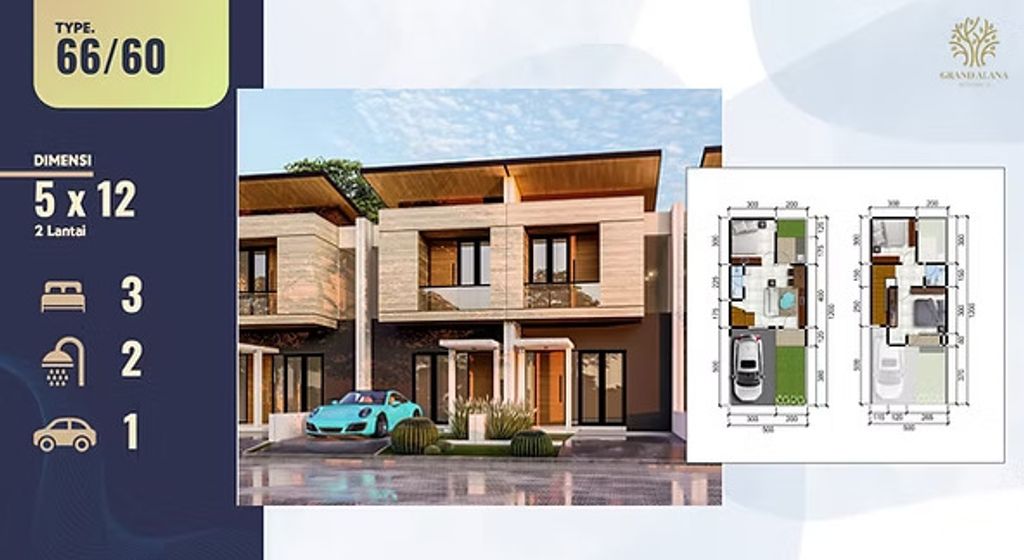 foto denah rumah tipe 66/60 D (5x12) perumahan ALANA REGENCY WONOREJO