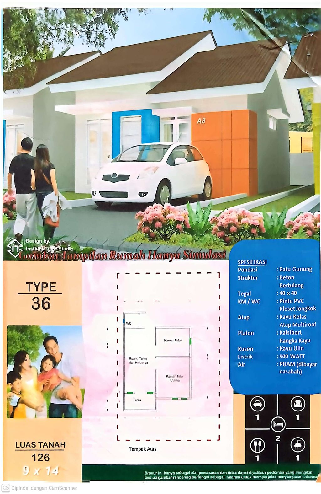 foto denah rumah tipe 36 perumahan BUKIT INTAN BERLIAN
